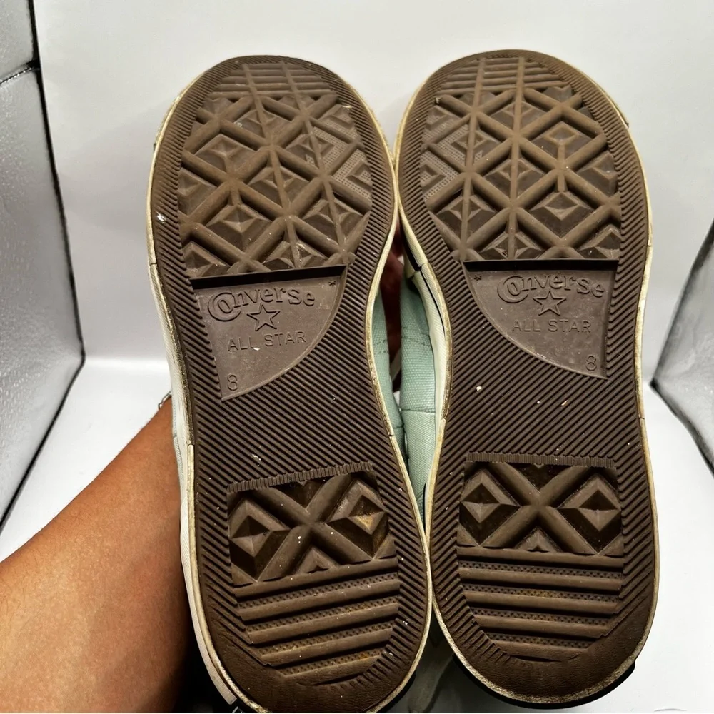 Converse High Top Sneakers in Minty Green Canvas - Picture 7 of 7